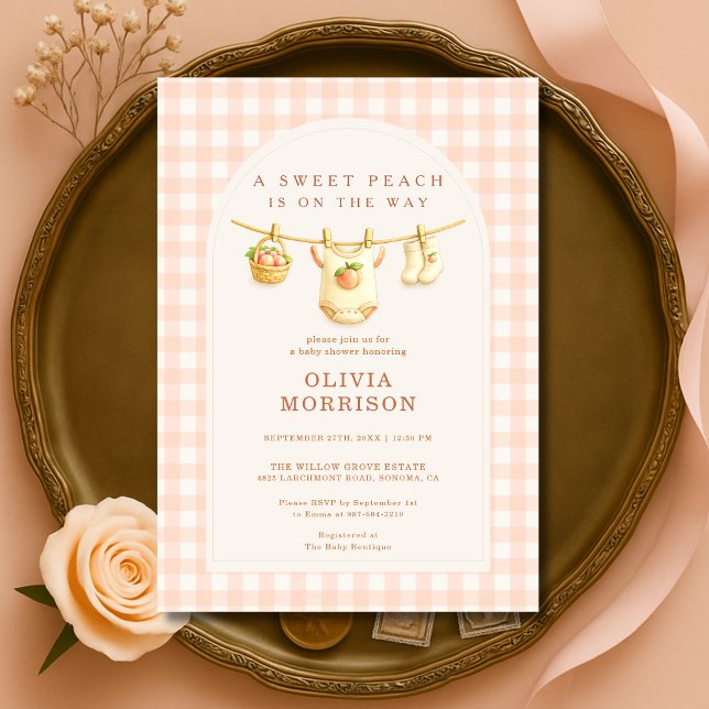 Dulce Invitación de Baby Shower de Melocotón con R (Subido por el creador)