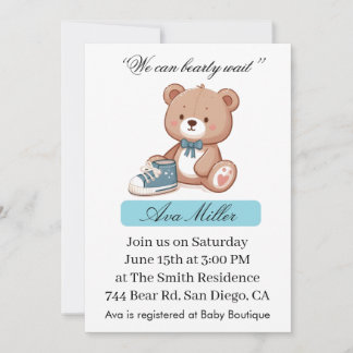 Dulce Invitación de Baby Shower | Tema de Oso Lind