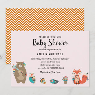 Dulce Invitación de Baby Shower Tribal Animal