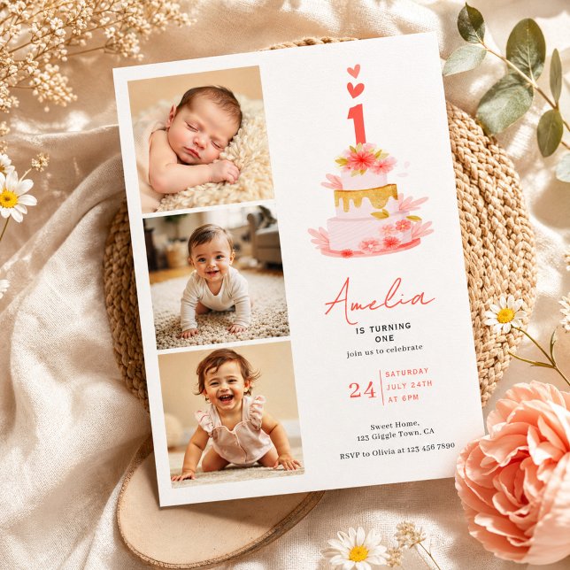Dulce Invitación de Cumpleaños Moderno 1er Año Col (Subido por el creador)