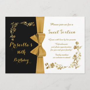 Dulce invitación de dieciséis cumpleaños,