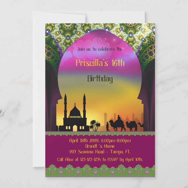 Dulce invitación de dieciséis cumpleaños, (Anverso)