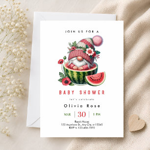 Dulce Invitación de Gnomo de Sandía para Baby Show
