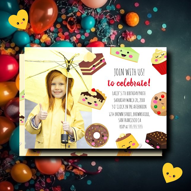 Dulce Invitación De Postres Kawaii A La Foto Para  (Subido por el creador)