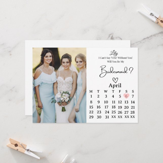 Dulce invitación de propuesta para dama de honor (Anverso/Reverso In Situ)