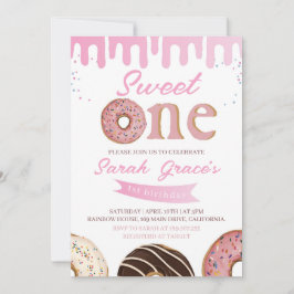 Dulce Invitación de un Donut al primer cumpleaños