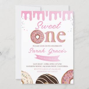 Dulce Invitación de un Donut al primer cumpleaños