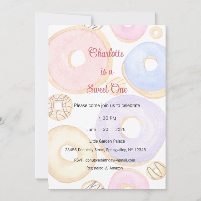 Dulce Invitación de Uno, Fiesta de Donut Uno (Anverso)