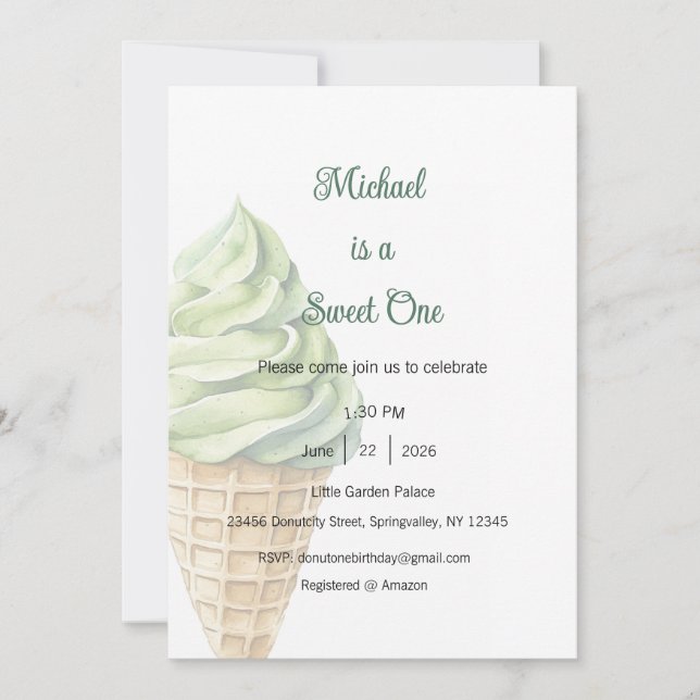 Dulce Invitación de Uno, Fiesta de Helado Uno (Anverso)