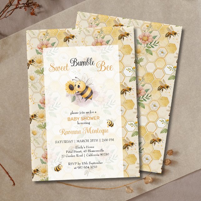 Dulce Invitación para Baby Shower de Abeja Bumble  (Subido por el creador)