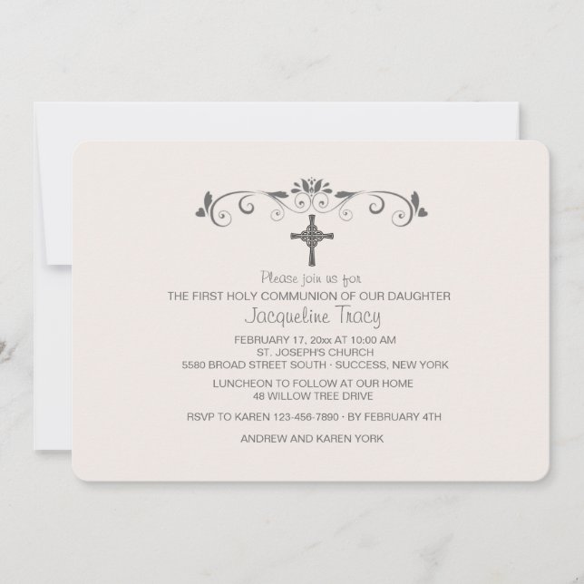 Dulce invitación religiosa rosa (Anverso)