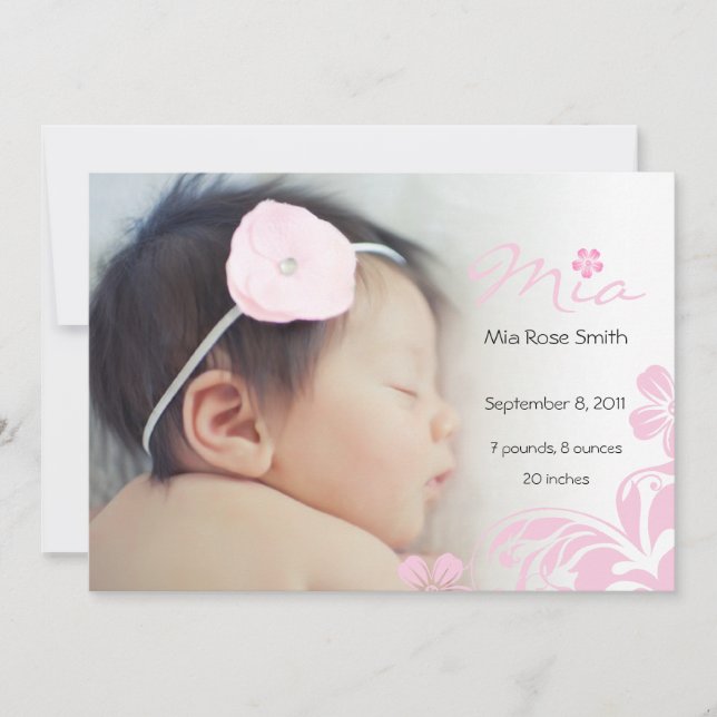 Dulce Invitación simple Floral Bebé (Anverso)