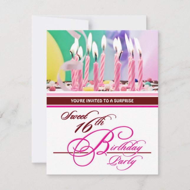 Dulce invitaciones a fiestas de cumpleaños - Sorpr (Anverso)