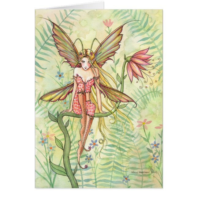 Dulce Jardín Bug Flor Fairy Blank Card (Frente)