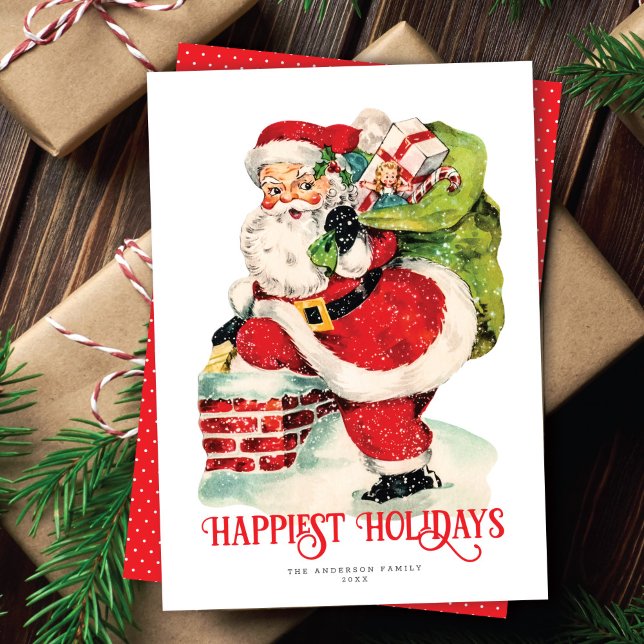 Dulce Jolly Santa Vintage Tarjeta de vacaciones no (Subido por el creador)