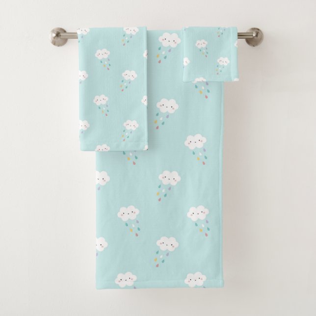 Dulce Kawaii Cloud Pattern Bath Towset (In situ)