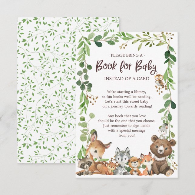 Dulce libro de animales de Woodland para tarjeta d (Anverso / Reverso)