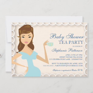 Dulce mami Baby Shower Tea Party Invitación Azul