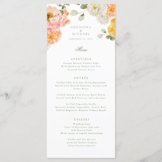 Dulce menú de bodas del jardín de verano