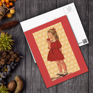 Dulce Niña Con Postales De Apple