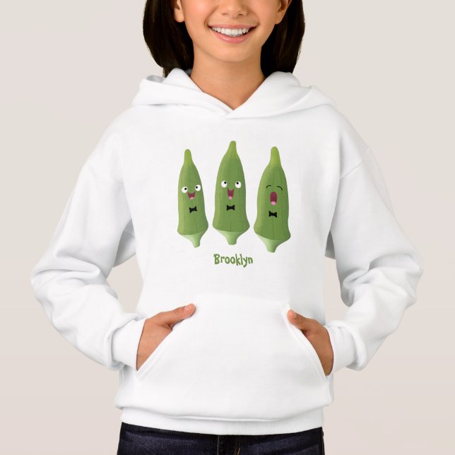 Dulce okra vegetal de dibujos animados cantando (Anverso)