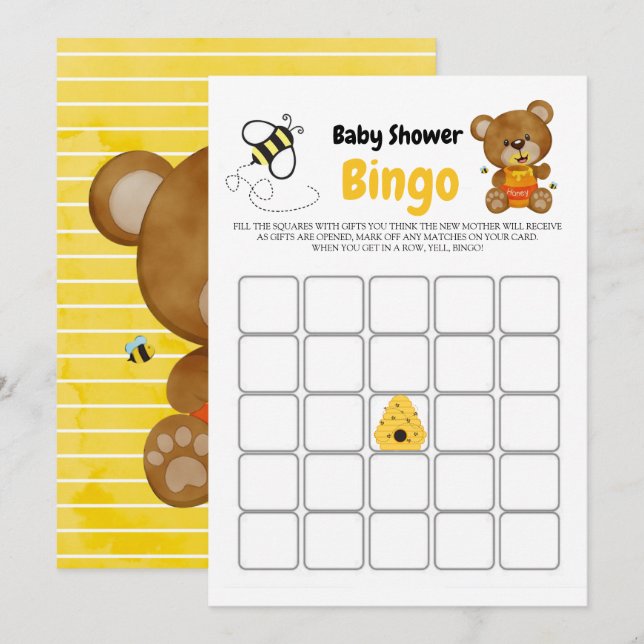Dulce Oso de Peluche Abejorro Cumple de Bebé Bingo (Anverso / Reverso)