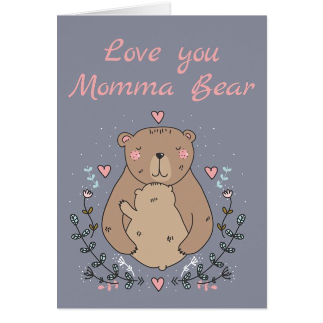 Dulce oso mami con Día de la Madre de oso bebé (Frente)