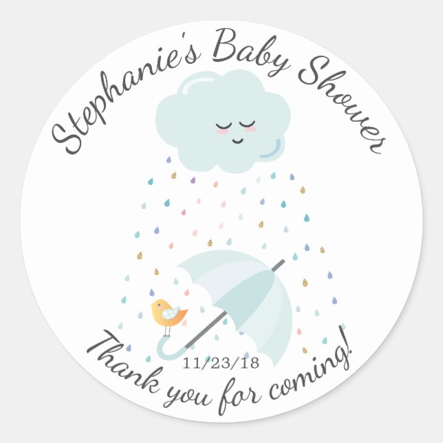Dulce paraguas Baby Shower Favor Pegatina (Anverso)