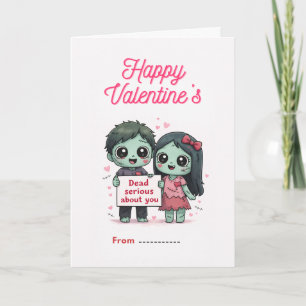 Dulce Pareja de Zombies Muy Serios Tarjeta del Día