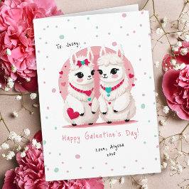 Dulce Pastel Llama Pun BFF Tarjeta del día de Gale
