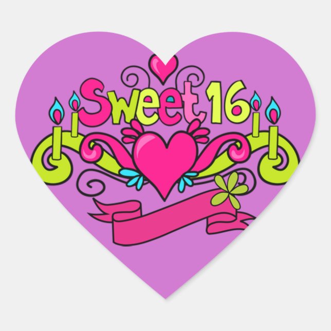dulce pegatina de corazón de dieciséis (Anverso)