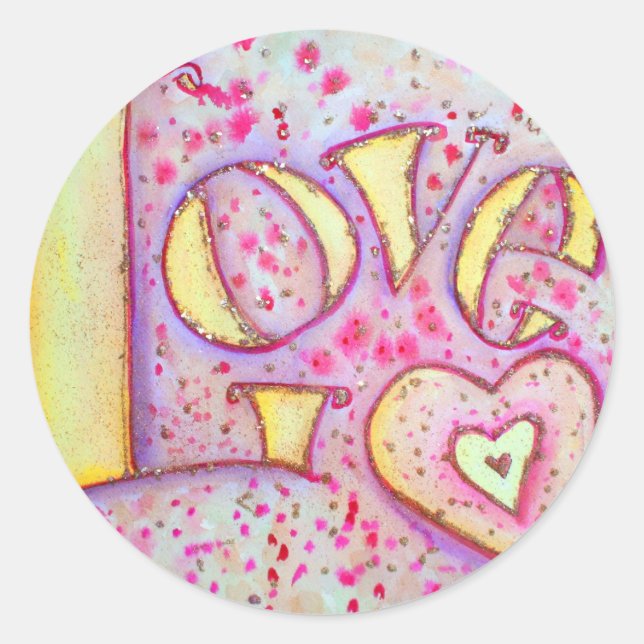 Dulce Pegatina de pintura de palabras de amor rosa (Anverso)