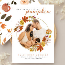 Dulce pequeña calabaza Foto Anuncio de bebé otoñal