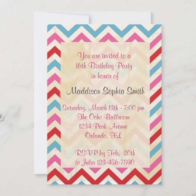 Dulce personalizado 16 invitaciones de cumpleaños (Anverso)