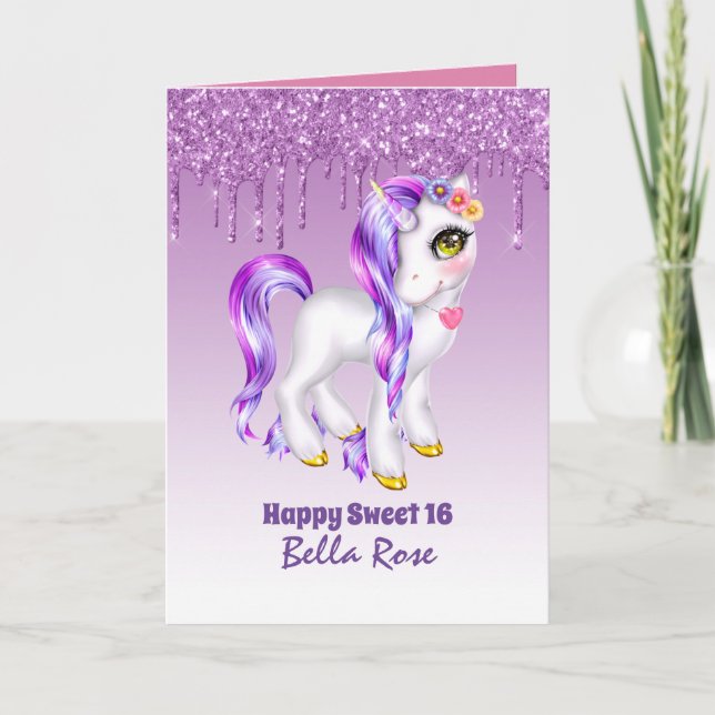 Dulce personalizado 16 tarjeta de cumpleaños de un (Anverso)