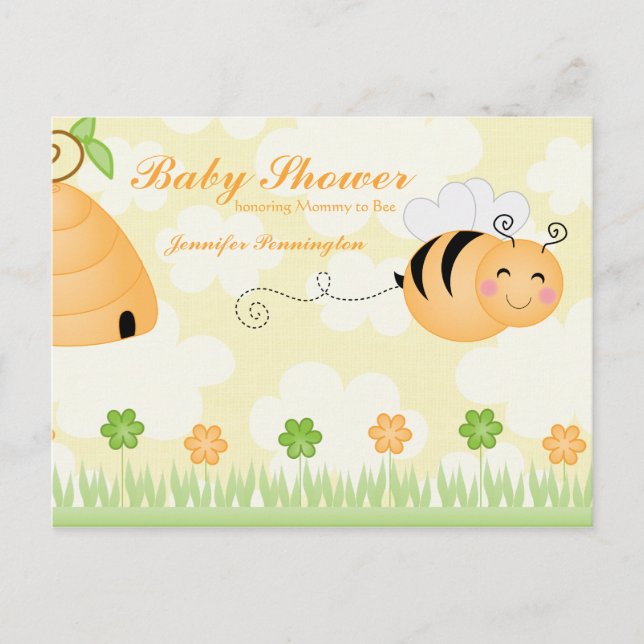 Dulce personalizado burbuja abeja invitación a la  (Anverso)