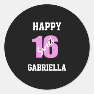 Dulce Personalizado Rosa Y Negro 16 Pegatinas