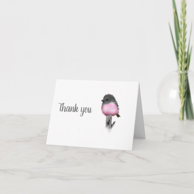 Dulce Pink Robin Bird Gracias Cartas De Nota (Anverso)