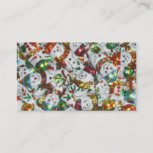 Dulce plantilla de tarjeta de visita Snowmen rojo (Anverso)