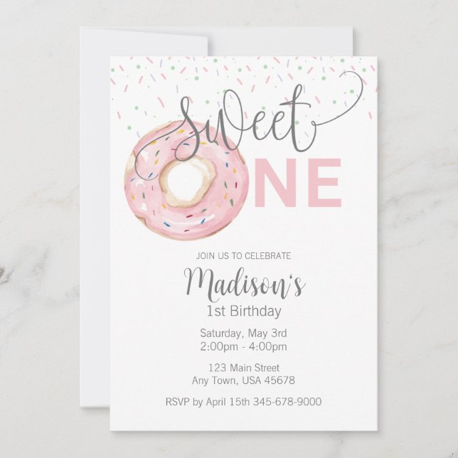 Dulce Primera Invitación Acuarela Niña (Anverso)