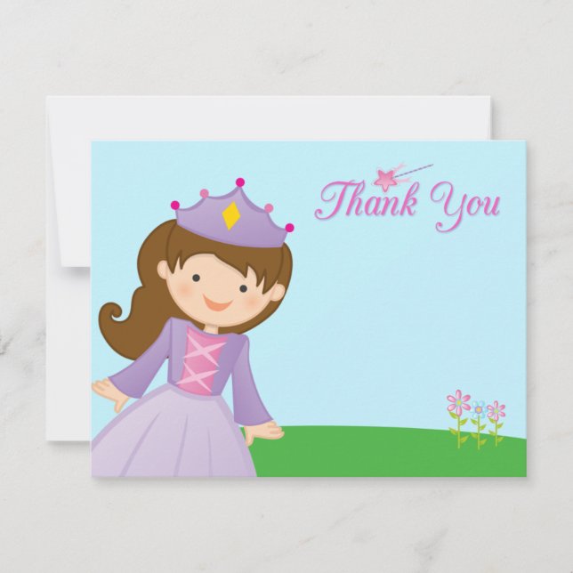Dulce princesa chica cumpleaños gracias tarjeta pl (Anverso)