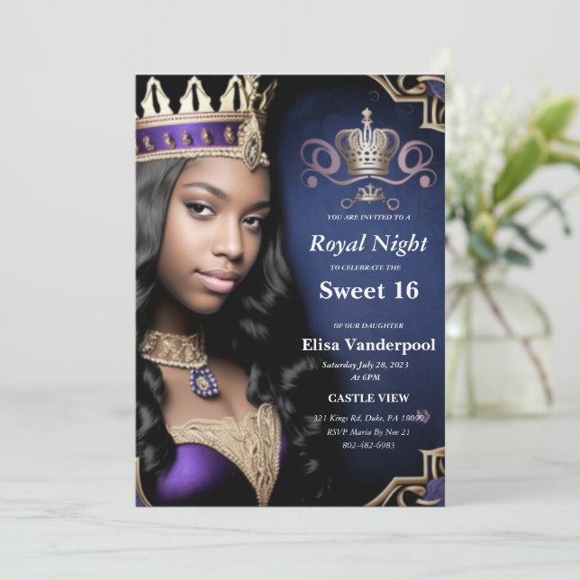 Dulce real 16 Invitación (Anverso de pie)