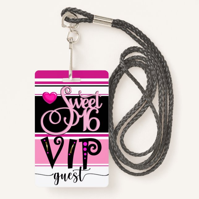 Dulce revisado 16 Tarjeta VIP para invitados - Ver (Anverso son cordón)