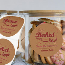 Dulce Rojo Horneado Con Amor Etiqueta Personalizad