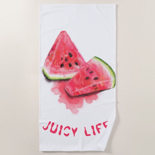 Dulce Rojo Juicy Watermelon Beach Toalla (Anverso)