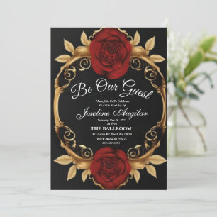 Dulce rojo y dorado 16 invitaciones