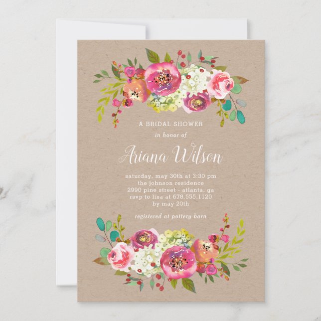 Dulce Romance Kraft Ducha / Invitación Fiesta (Anverso)