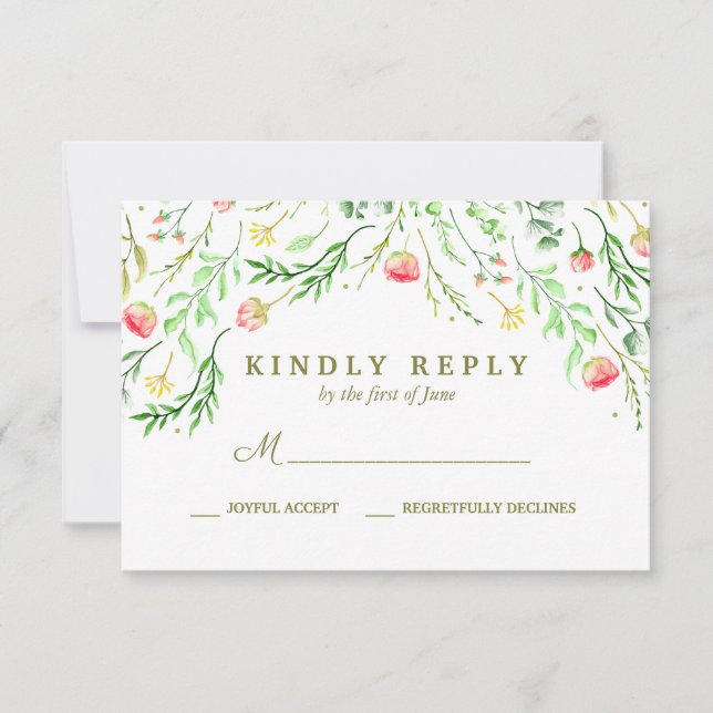 Dulce romántico | Floral Wedding RSVP (Anverso)