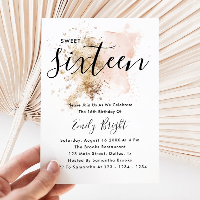 Dulce Rosa Y Oro 16 Invitaciones 16º Cumpleaños (Subido por el creador)
