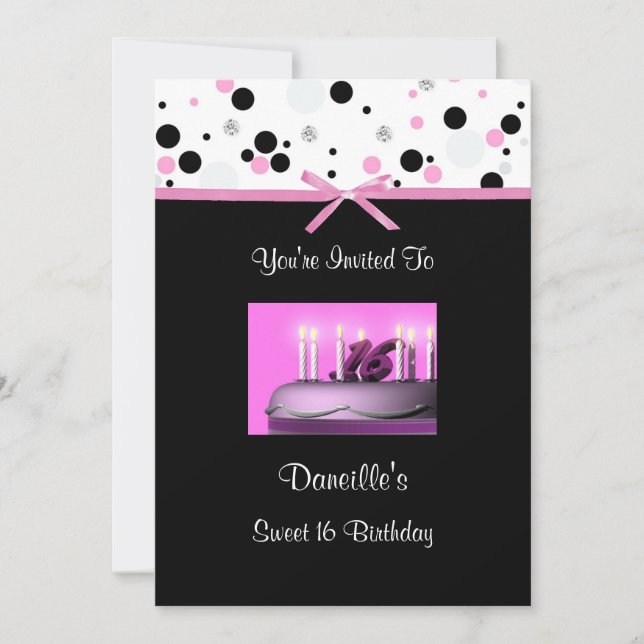 Dulce rosado 16 invitaciones a fiestas de cumpleañ (Anverso)